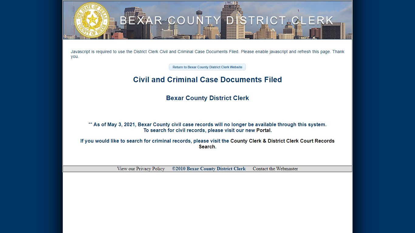 Bexar County District Courts Inquiry